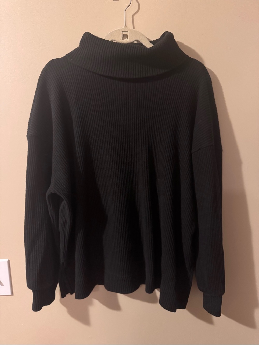 Gap Black Cowl Neck Waffle Knit Sweater - size large